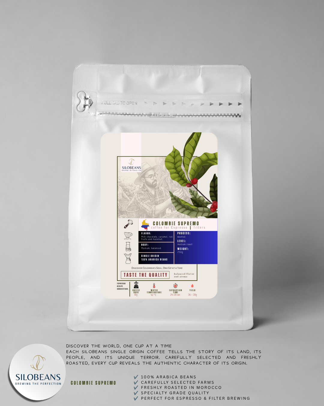 Colombie Supremo – Café en Grains 250g