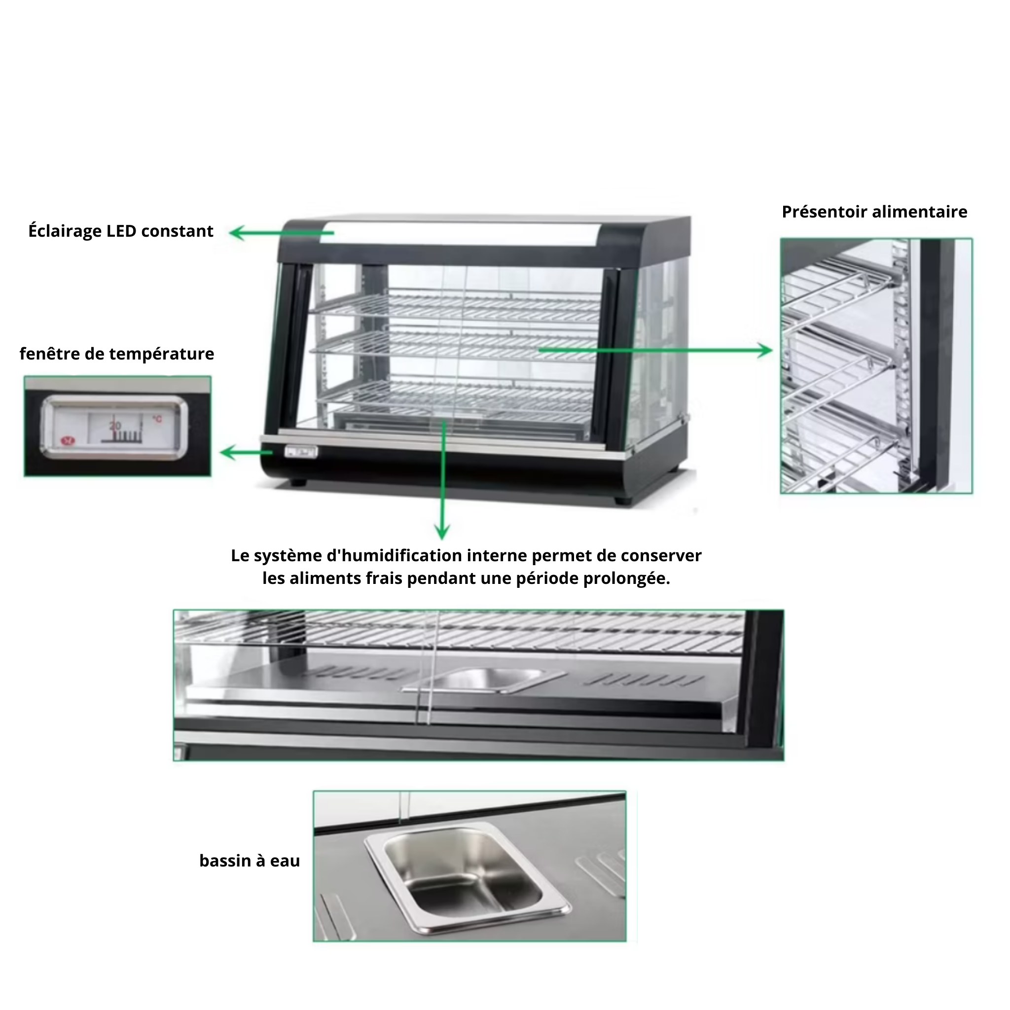VITRINE CHAUFFANTE ÉLECTRIQUE 3 NIVEAUX