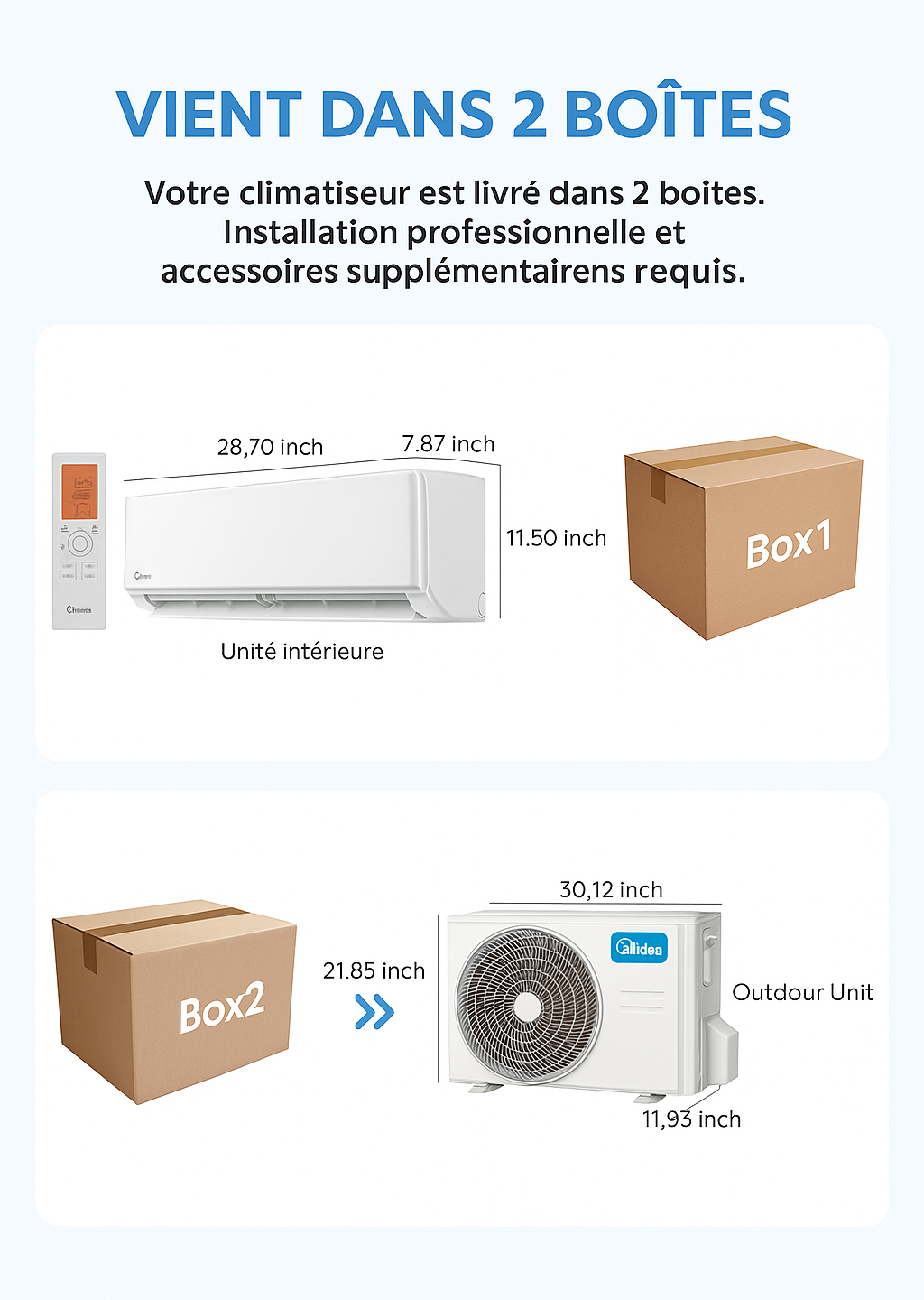 CLIMATISEUR MIDEA XTREME MURAL  ON/OFF - De 9000 à 24000 BTU