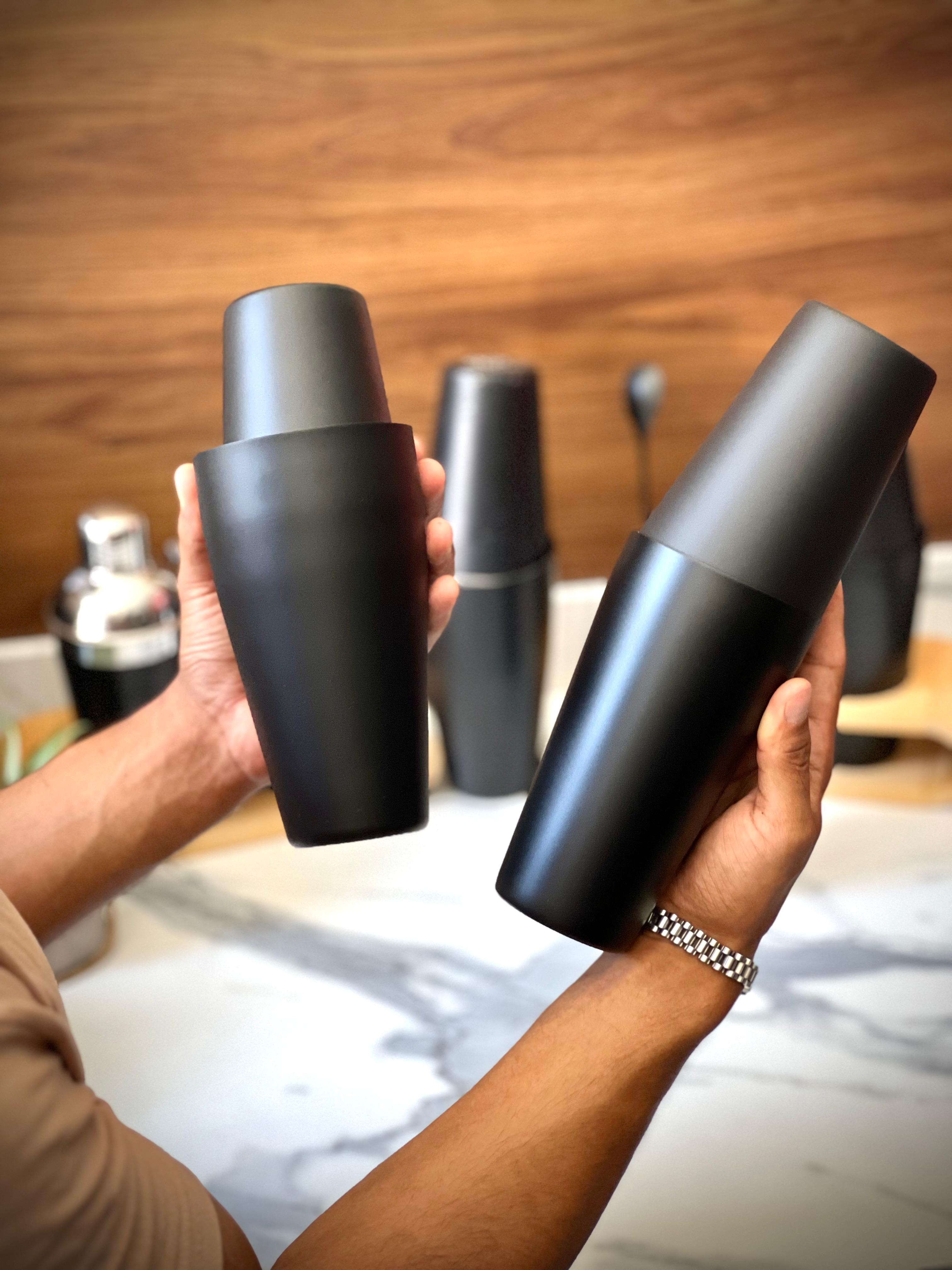 Boston Shaker noir ( en acier inoxydable )