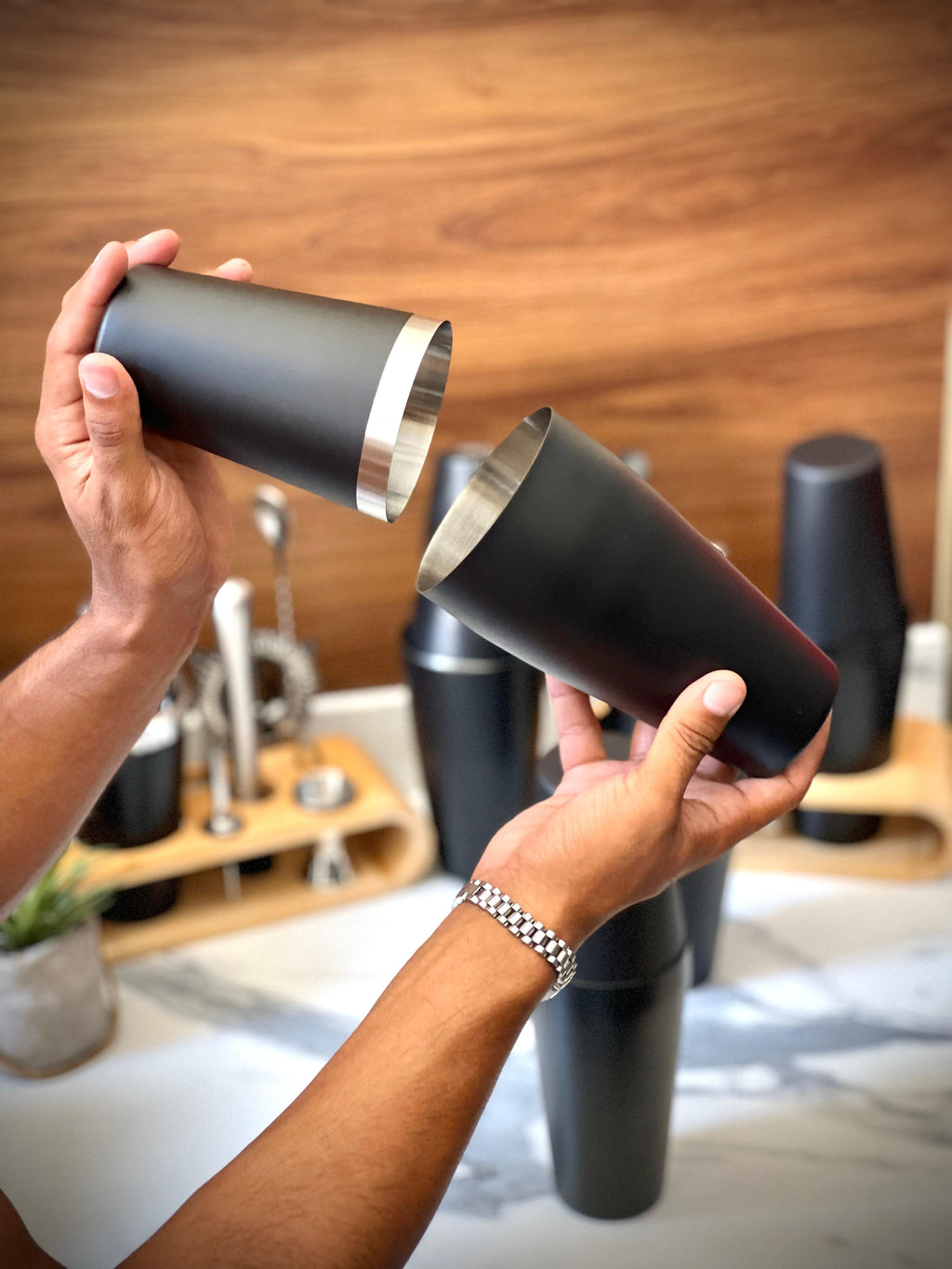 Boston Shaker noir ( en acier inoxydable )