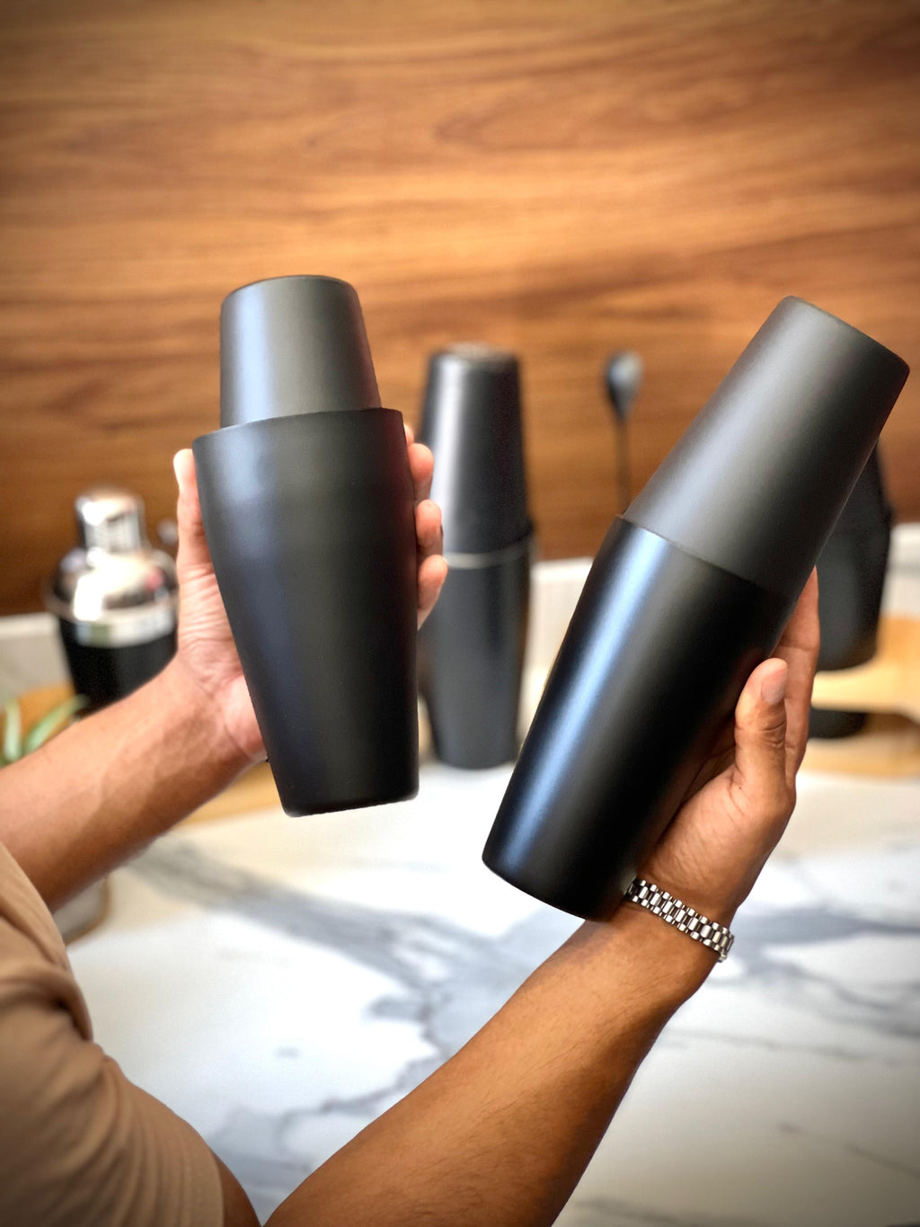 Boston Shaker noir ( en acier inoxydable )